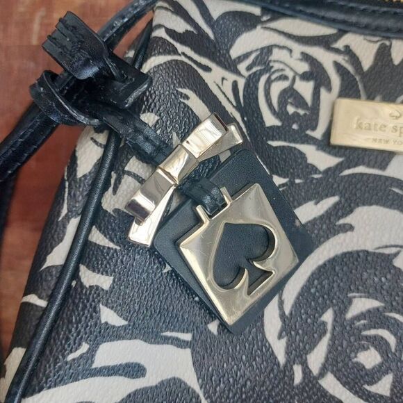 Kate Spade Bridgewater Drive Looloo Crossbody Black White Watercolor Rose - Picture 5 of 13